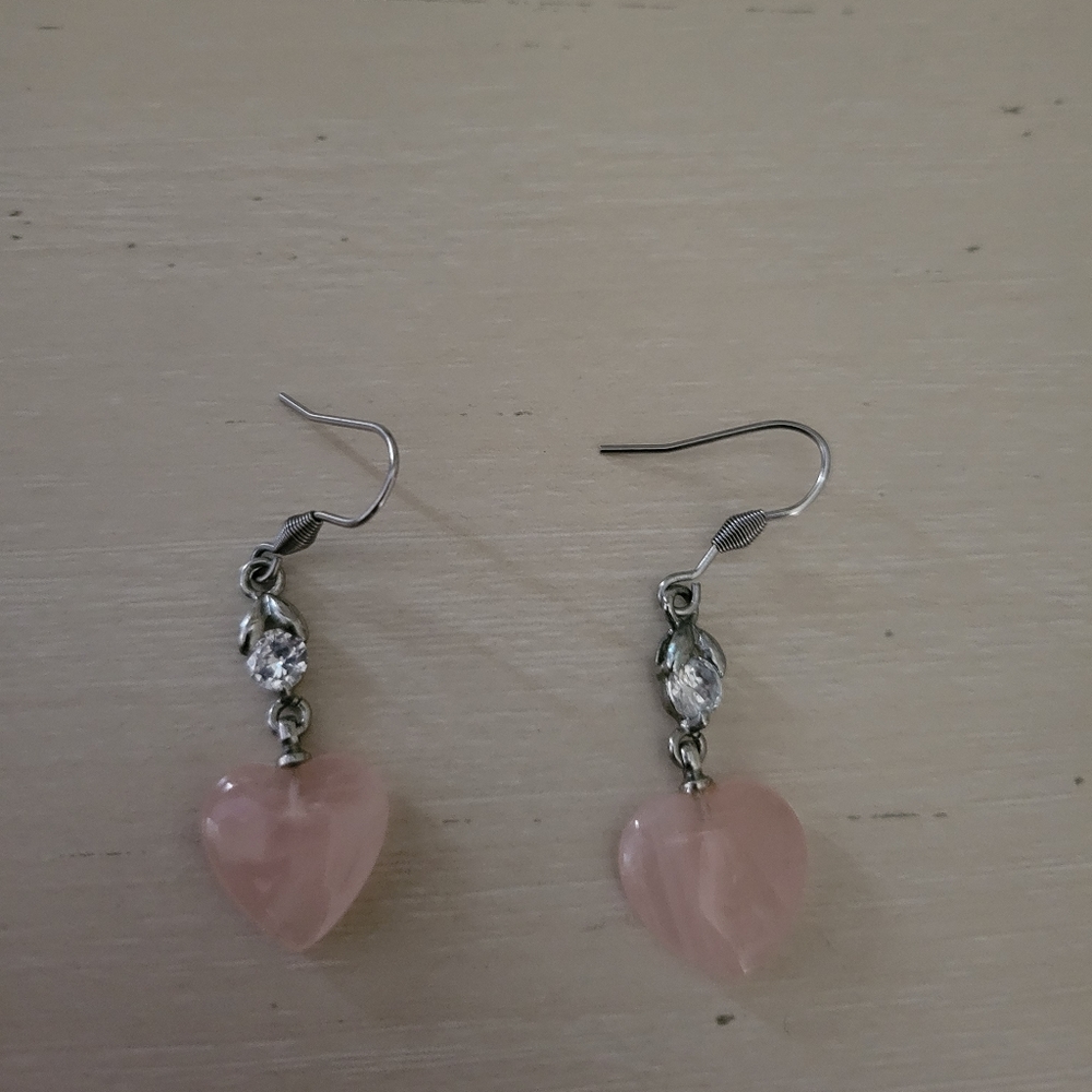 Real Rose Quartz earrings/silver